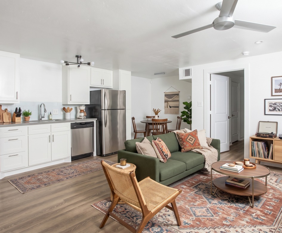 virtually staged living space