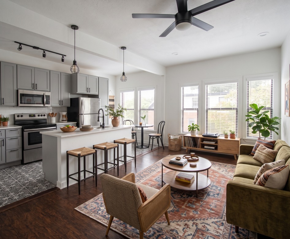 virtually staged living space with ample natural lighting
